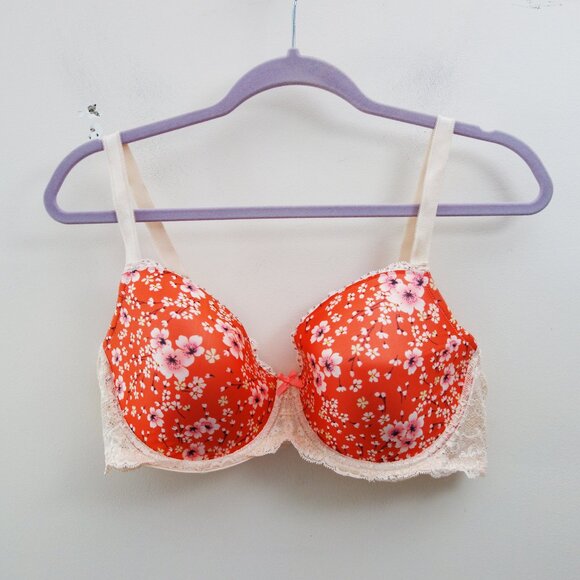 Victorias Secret Dream Angel Lined Demi Floral Orange Bra (40D) NWOT! - Picture 1 of 9